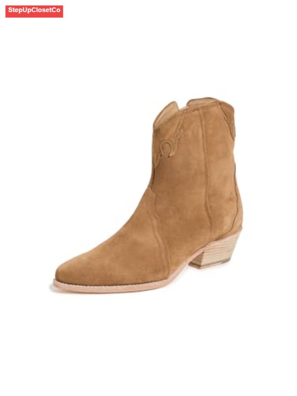 Women's New Frontier Western Boots Leather Sole Ankle Bootie Pointed Toe Chunky